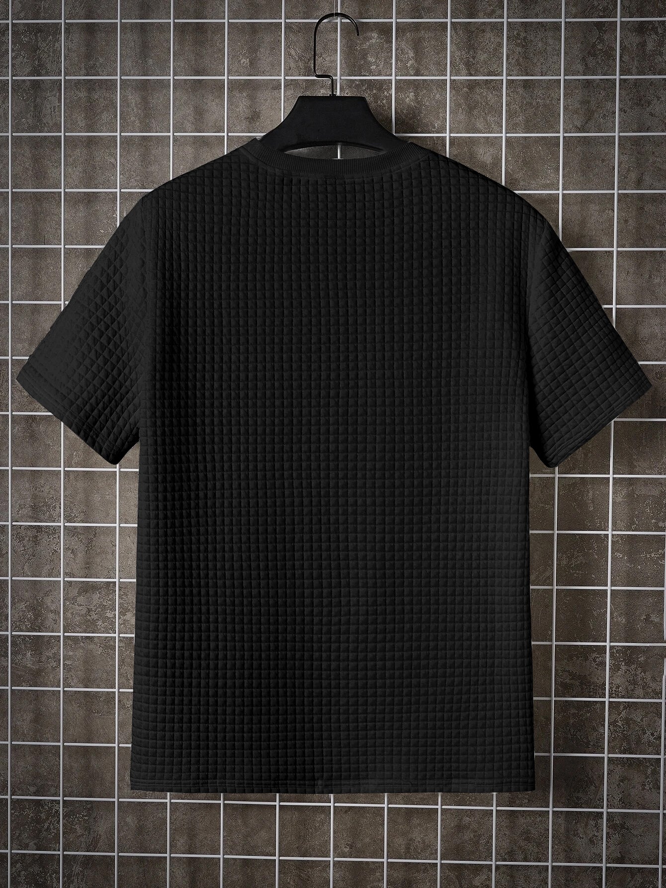 Black Regular Fit Rib-knit T-shirt