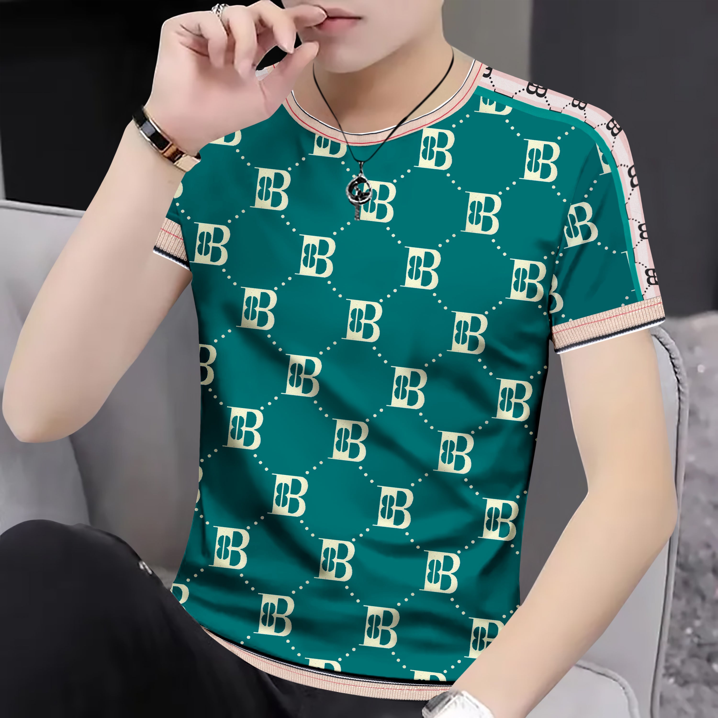 Chic Monogram Pattern T-Shirt