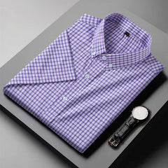 Men's Short-Sleeve Plaid Shirt - Stylish and Comfortable Casual Wear