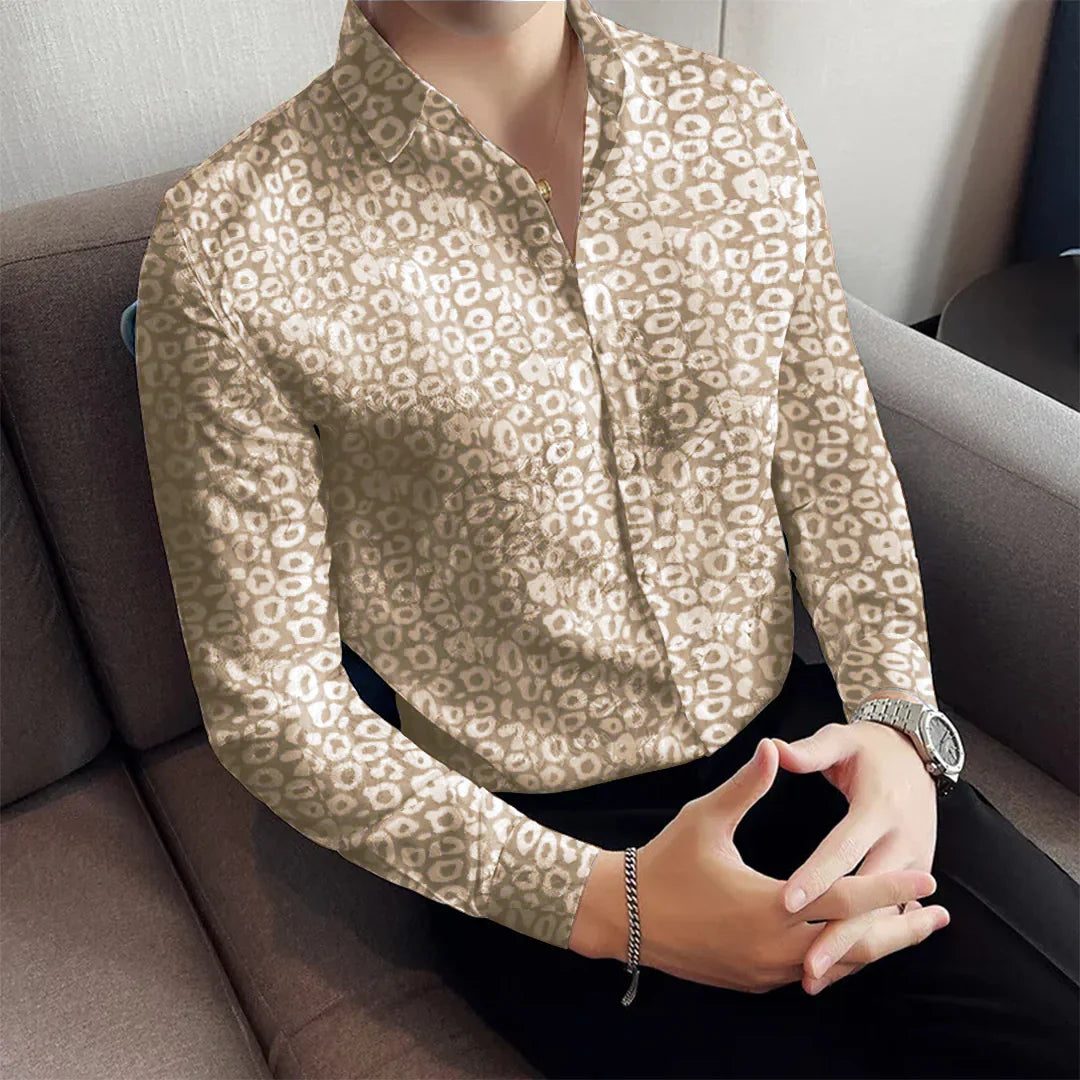 Men's Long-Sleeve Leopard Print Shirt