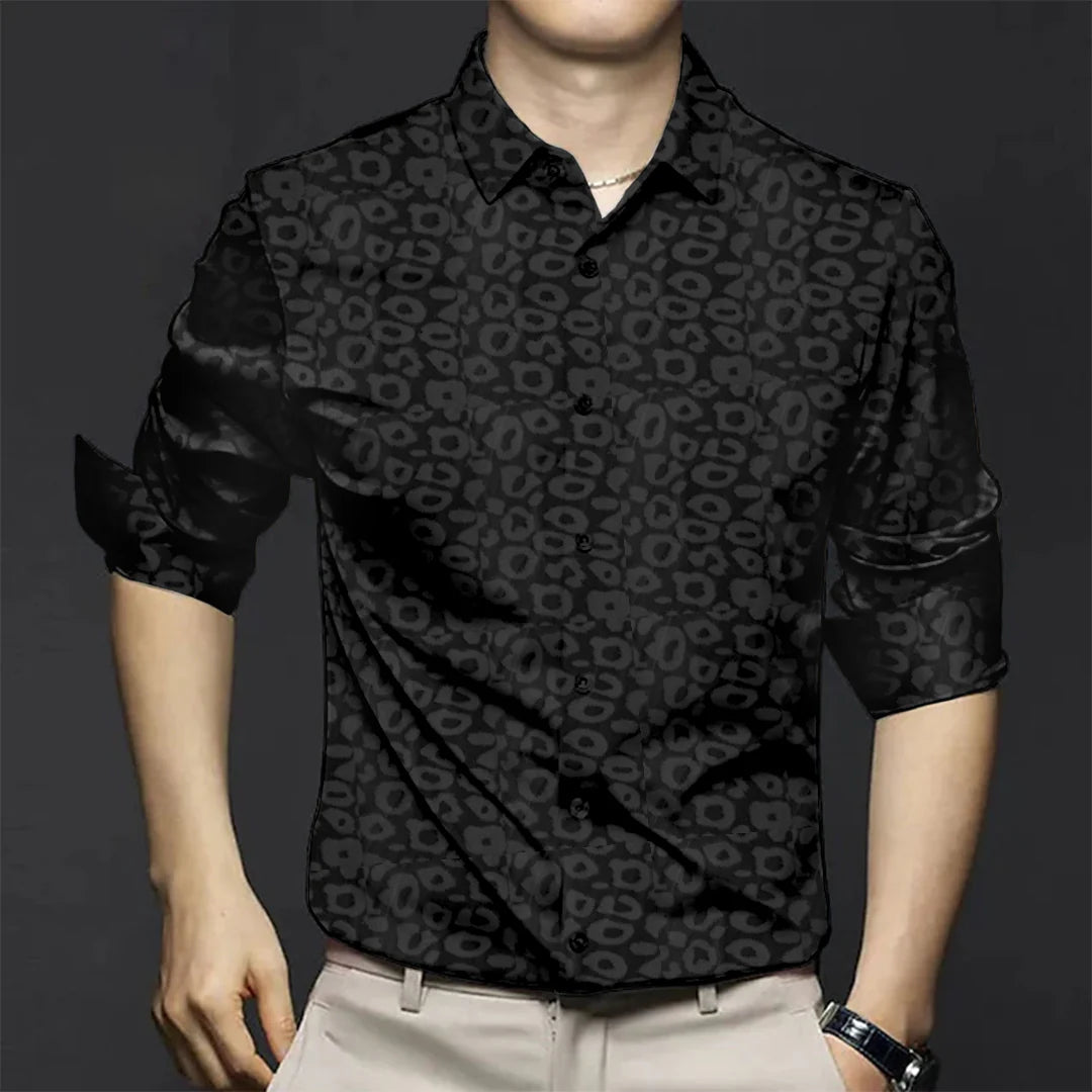 Men's Long-Sleeve Leopard Print Shirt