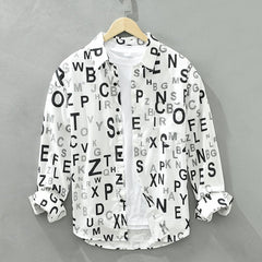 Men's Casual Alphabet Printed Long-Sleeve Shirt