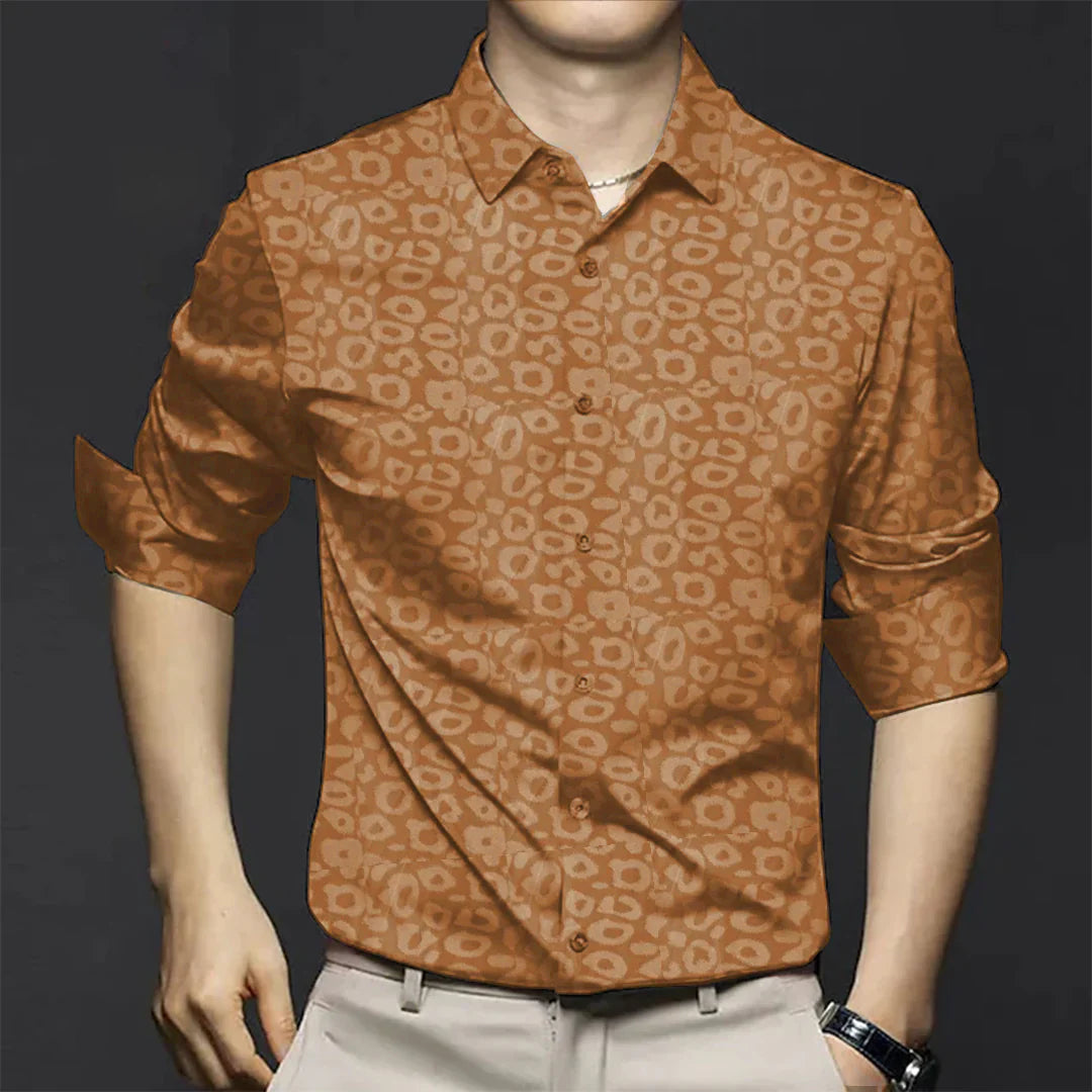 Men's Long-Sleeve Leopard Print Shirt