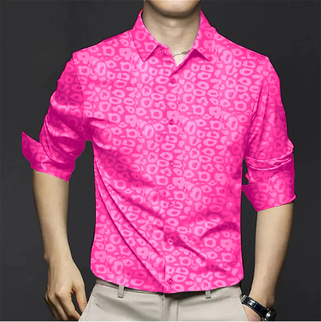 Men's Long-Sleeve Leopard Print Shirt