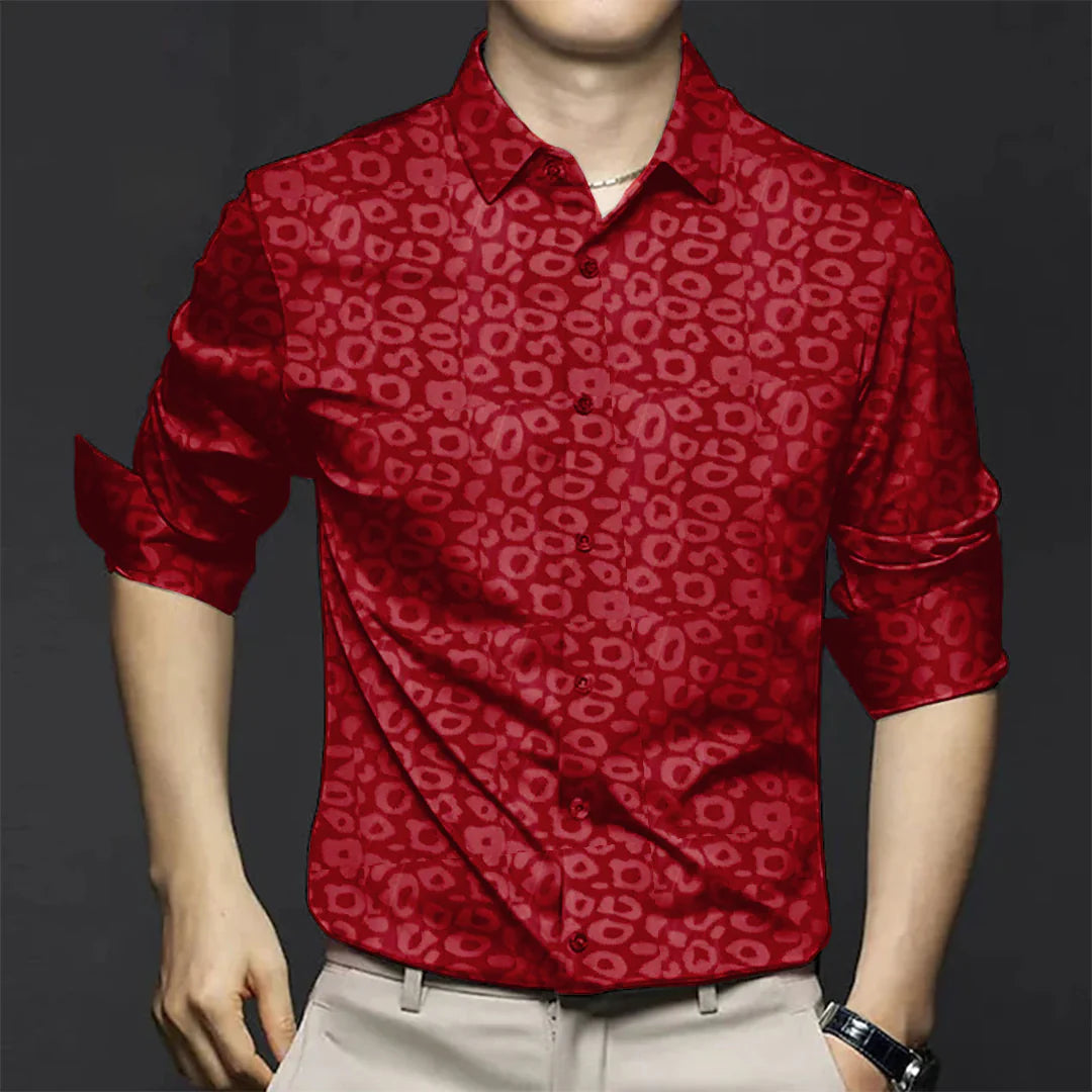 Men's Long-Sleeve Leopard Print Shirt