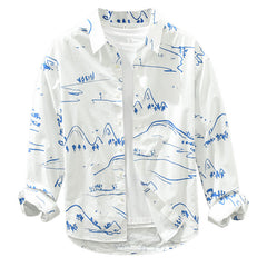 Casual Printed Shirt with Artistic Landscape Design