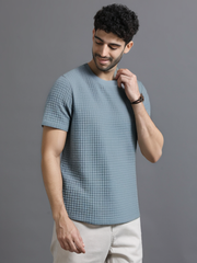 Slate Grey Regular Fit Rib-knit T-shirt