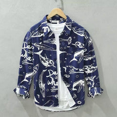 Men’s Unique Whale Artwork Printed Shirt