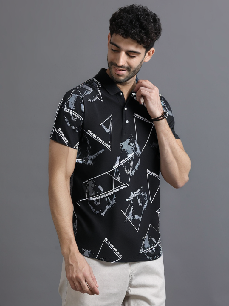 Vintage Geometric Expressionist Polo Tshirt