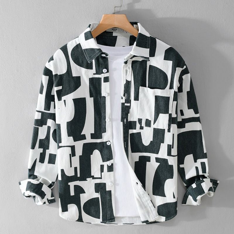 Modern Monochrome Abstract Print Shirt